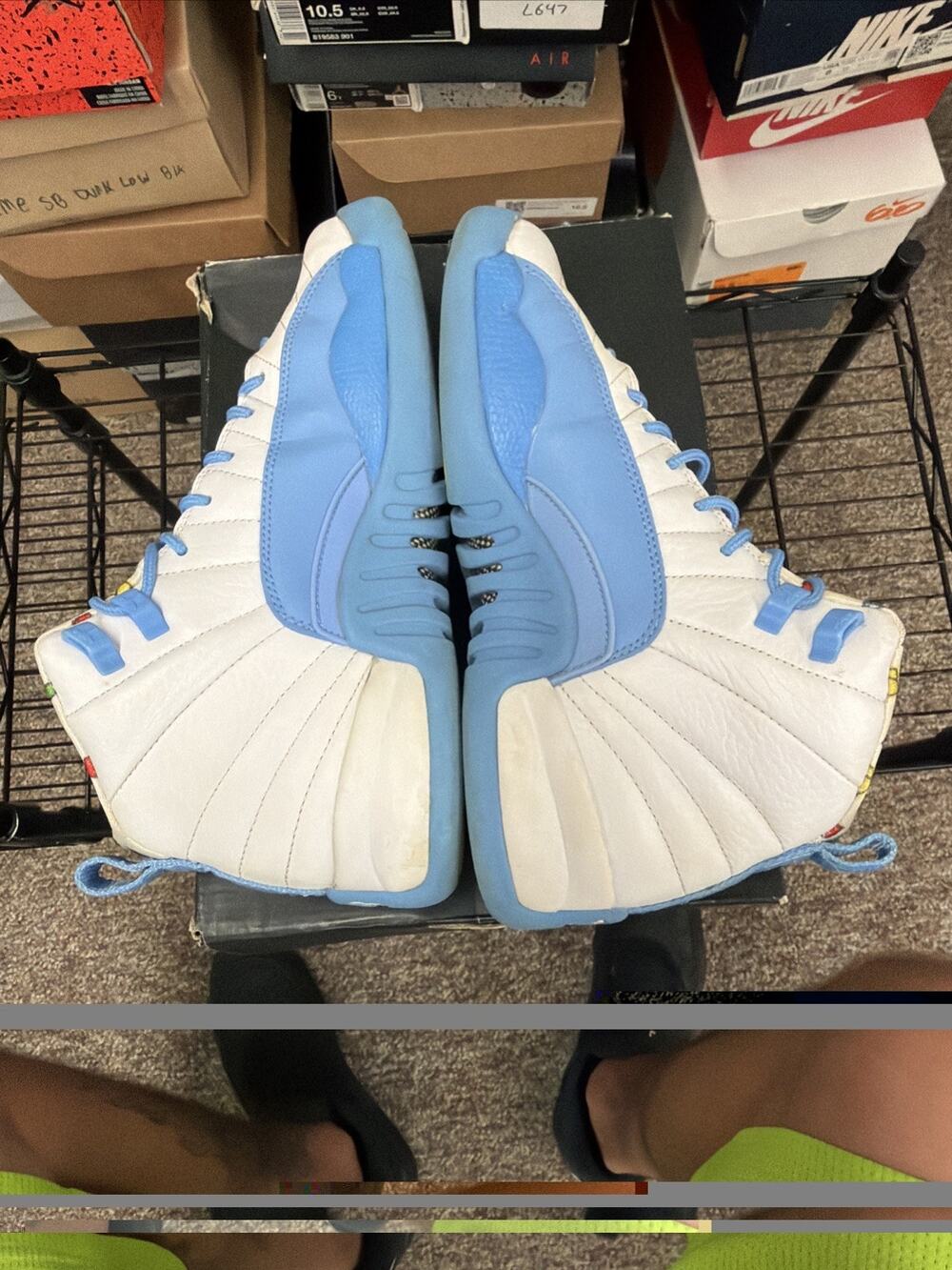 Jordan Air Jordan 12 Retro GS White/Blue/Yellow High Top 7Y DQ4365-114 BB